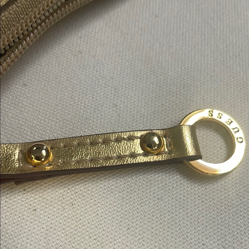 Guess Gold and Tan Mini Bag with Floral Accents - Picture 7 of 8
